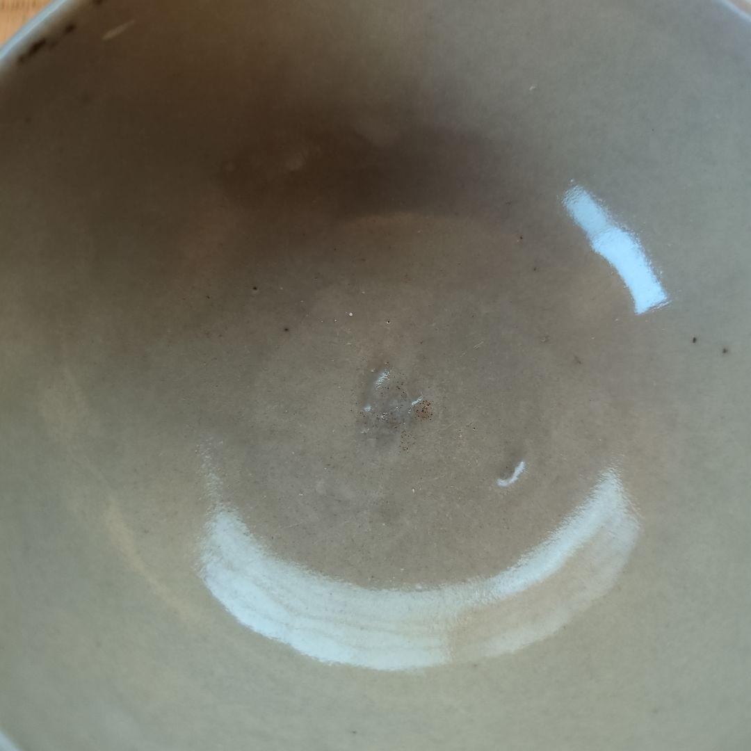 灰色の花模様 陶器ボウル　おわん　直径約10cm初期伊万里　骨董　古美術