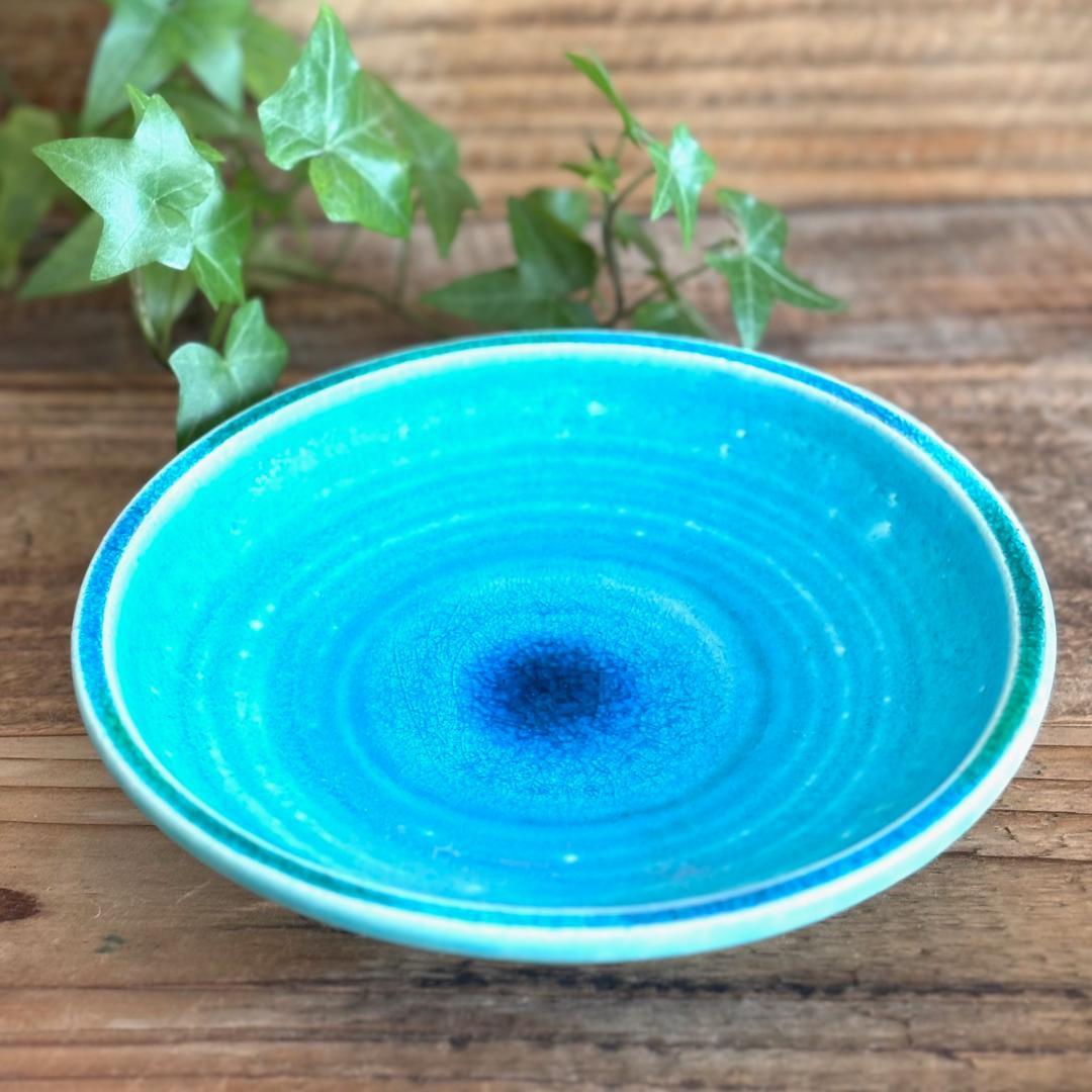 ガラス彩陶器 中皿 沖縄オーシャンブルー 2枚セット ギャラリー 風の島