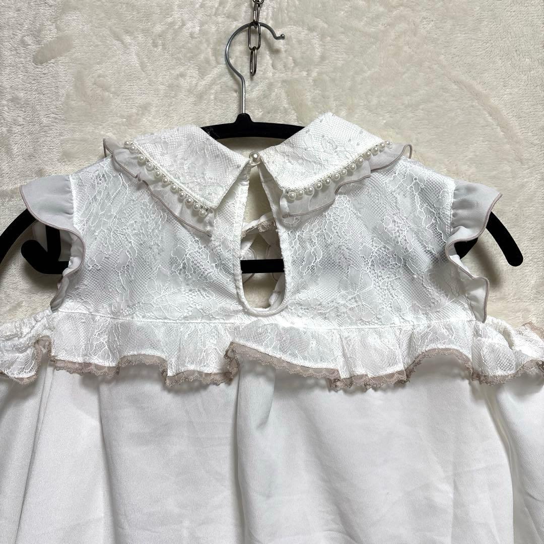 LIZLISA BIGリボンオープンショルダーブラウス Freeホワイト×ピンク