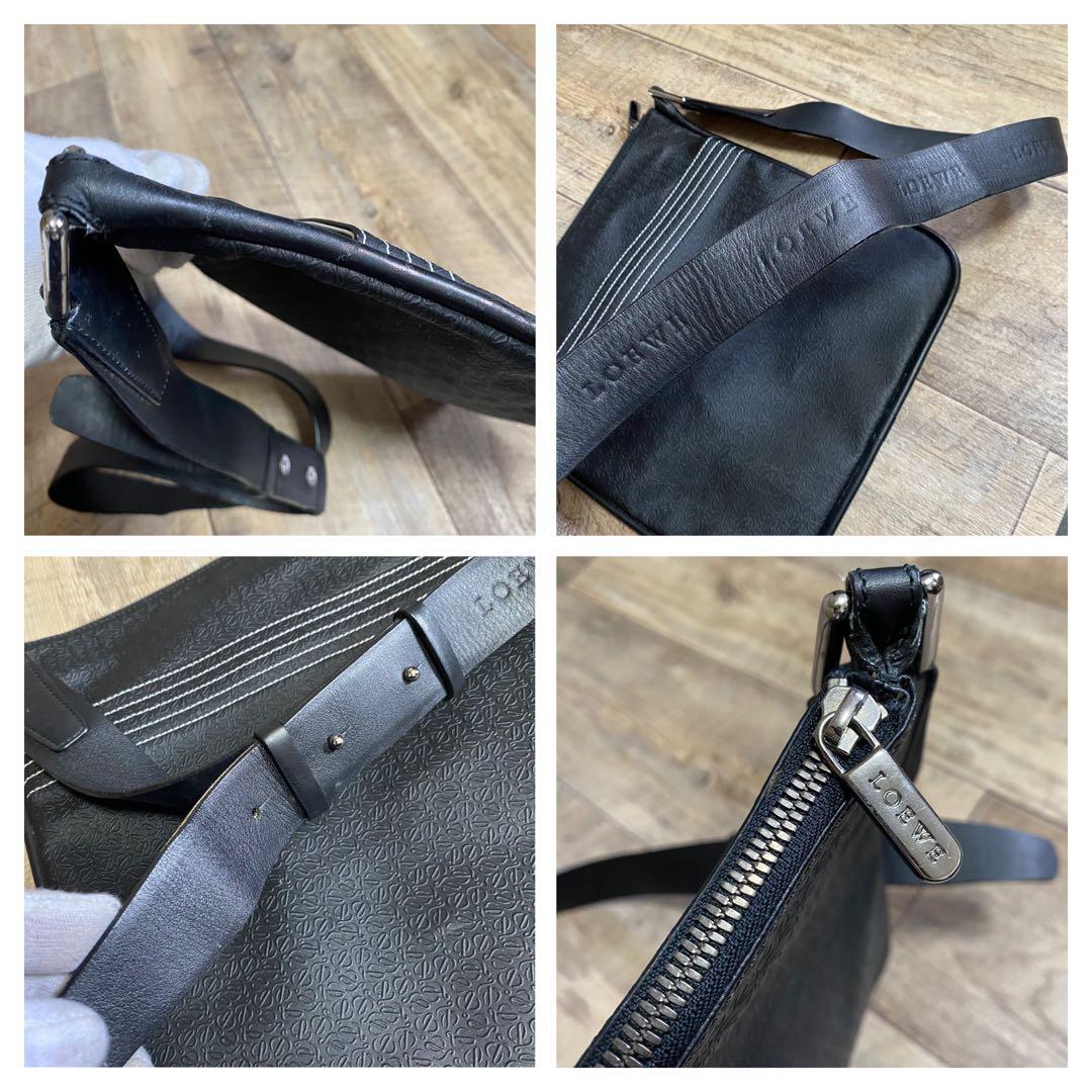 本物☆ロエベ アナグラム柄 レザー ミニショルダーバッグ 斜めがけ ボディバッグ