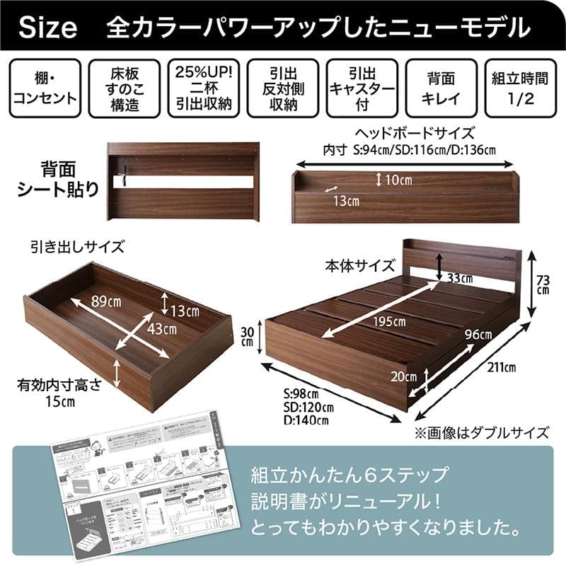 最安値！マットレスなし シングルベッド 　収納 コンセント 送料込み！ 28