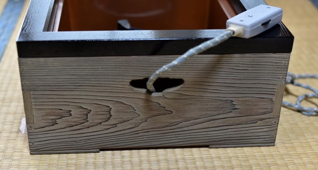 焼杉置炉＆野々田電熱器５００w　囲炉裏　お茶道具／共箱