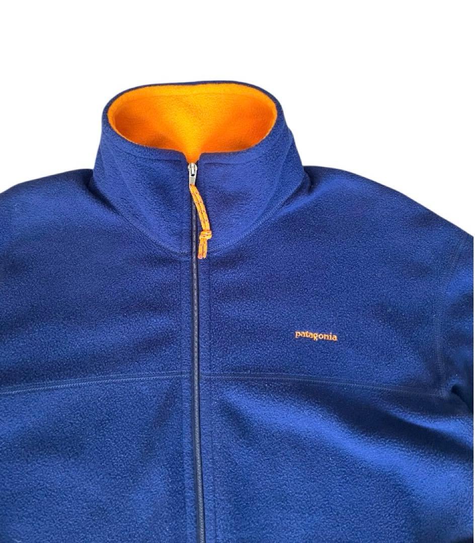 USA製 パタゴニア フルジップ フリース　 ネイビー　刺繍ロゴ