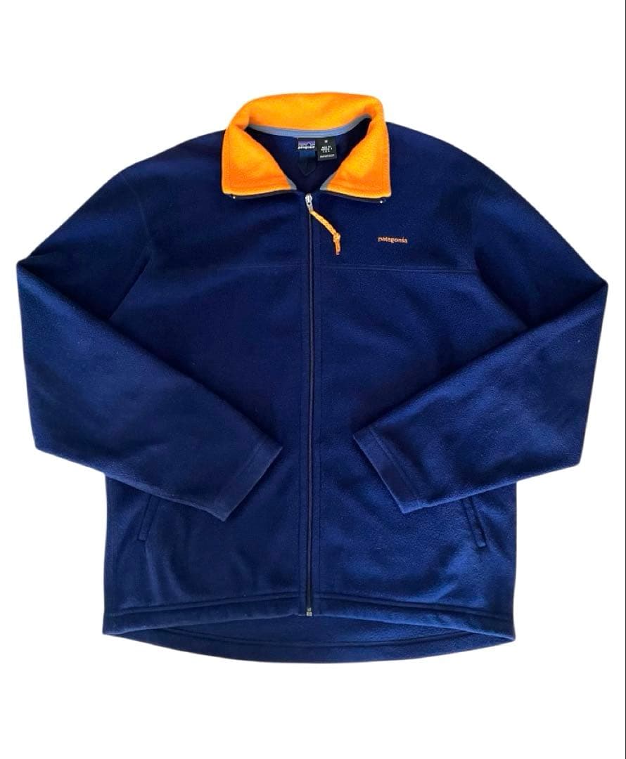 USA製 パタゴニア フルジップ フリース　 ネイビー　刺繍ロゴ