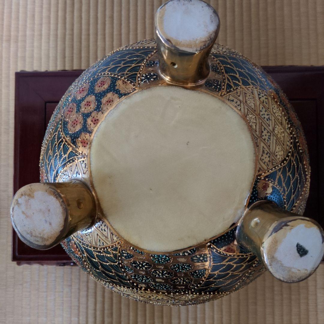 九谷焼 大香炉 三足 青粒 骨董 工芸品 古美術 アンティーク