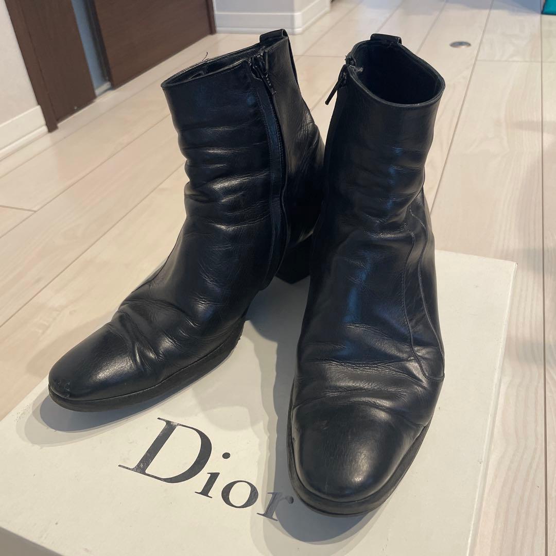 Dior homme ブラックレザー ヒールブーツ 41