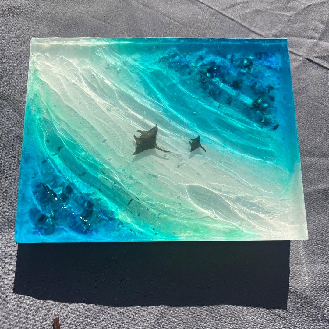 【レジンアート】波紋アート／15cm × 20cm／枠なし
