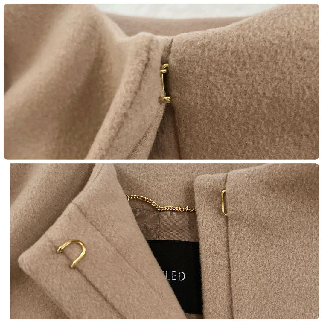 美品✨アンタイトル ミドル丈 ノーカラー コクーンコート 大きいサイズ カシミヤ