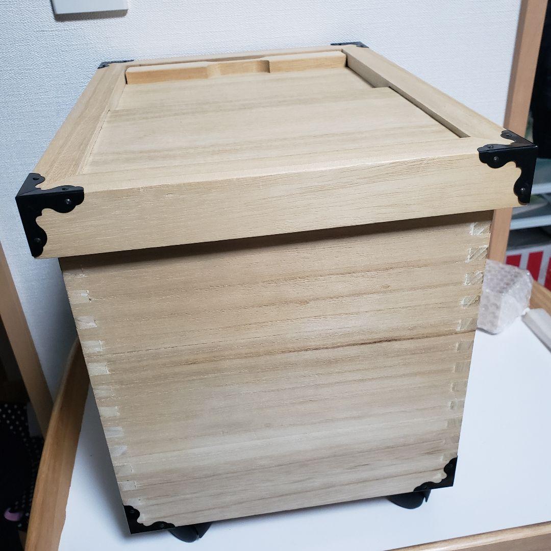 米びつ 桐 10kg 越後の米蔵 キャスターはスムーズ、マス付き　昭和レトロ