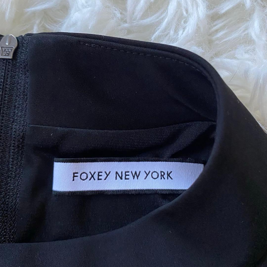 フォクシーニューヨーク　ワンピース　ハイネック　プリーツ　長袖　ブラック