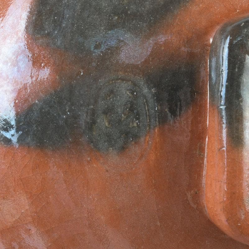 茶道具　八坂焼　赤楽　金銀二段　嶋台茶碗　共箱　V　9818