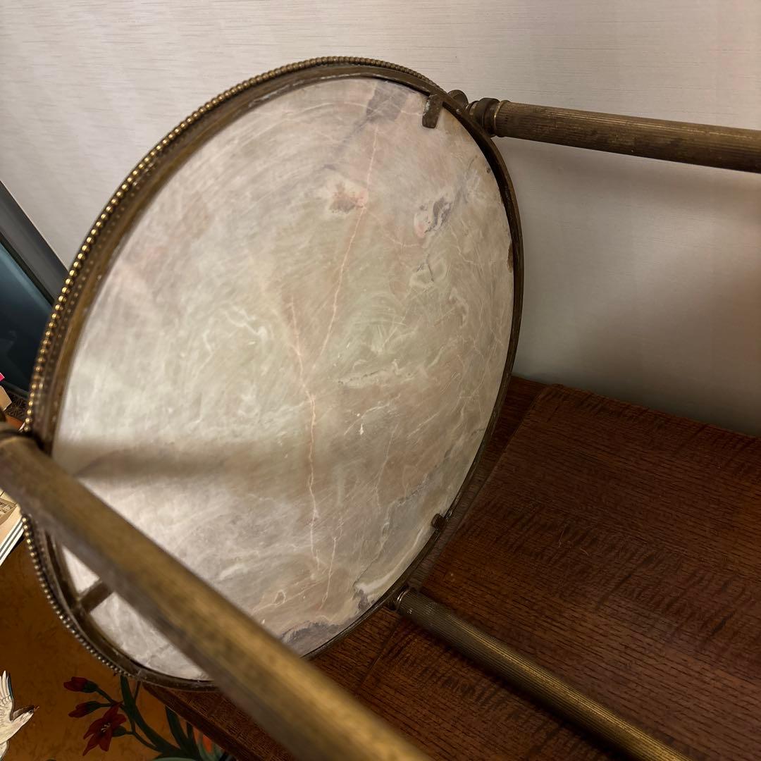 アンティーク家具 大理石 2段円形 サイドテーブル