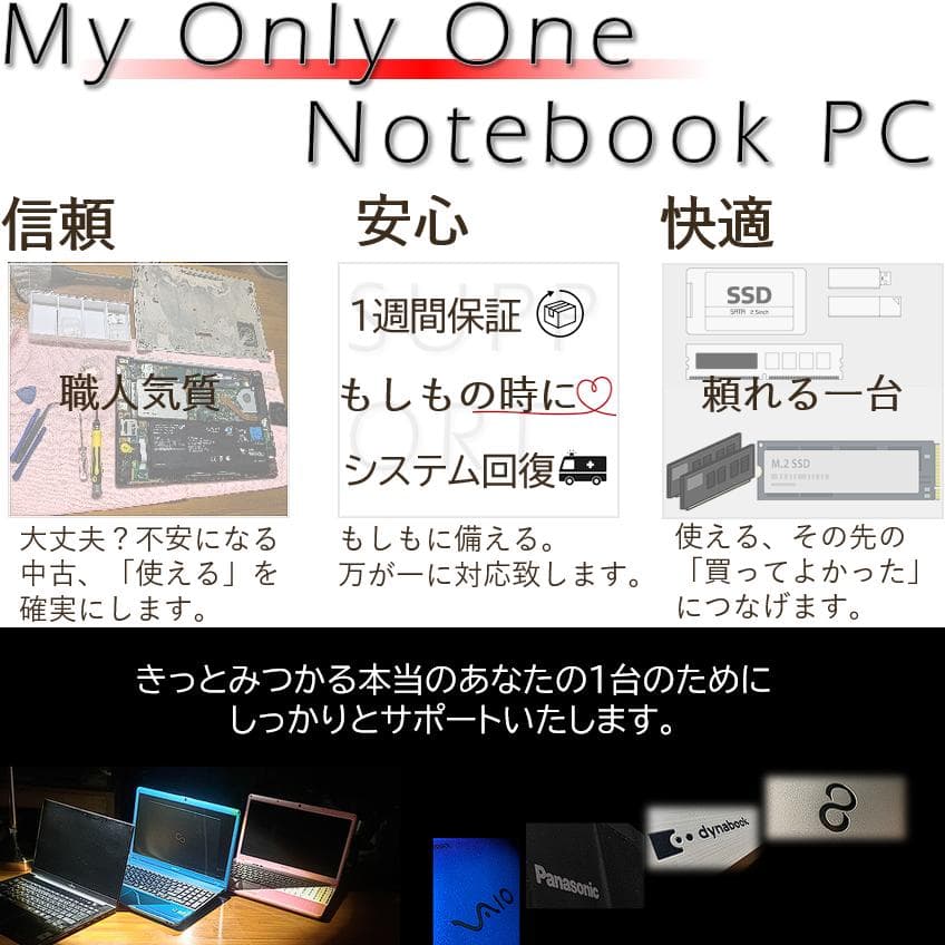 【美品＆熱問題対策整備】バッテリー6時間以上オフィス付きVAIO SX14