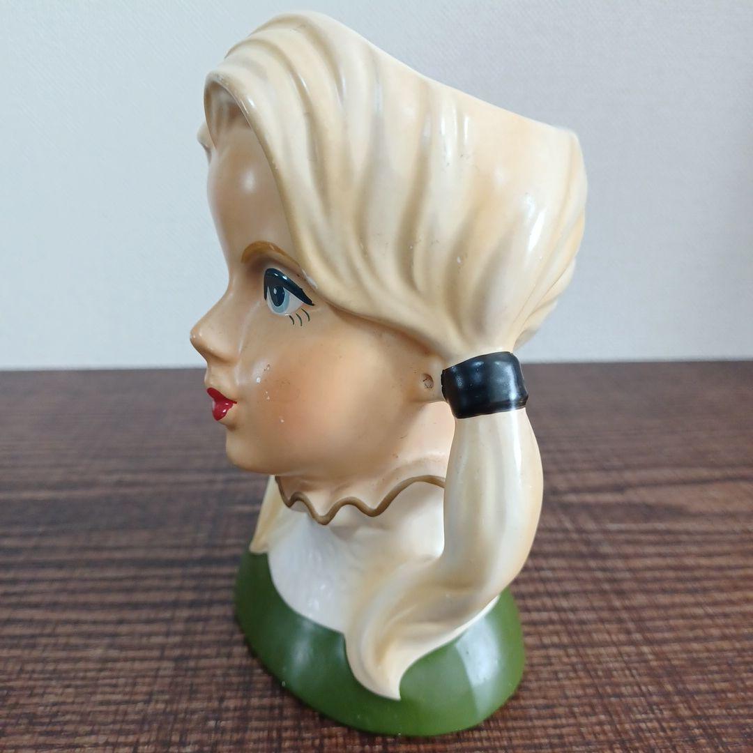 ビンテージ レディヘッドベース 陶器製の置物花瓶　美しい女性　３点セット