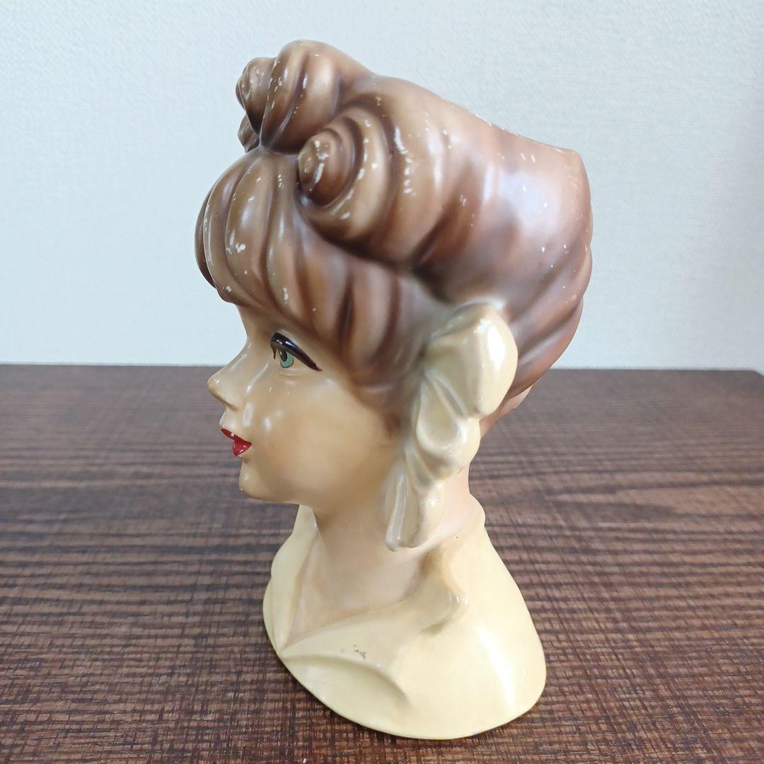 ビンテージ レディヘッドベース 陶器製の置物花瓶　美しい女性　３点セット