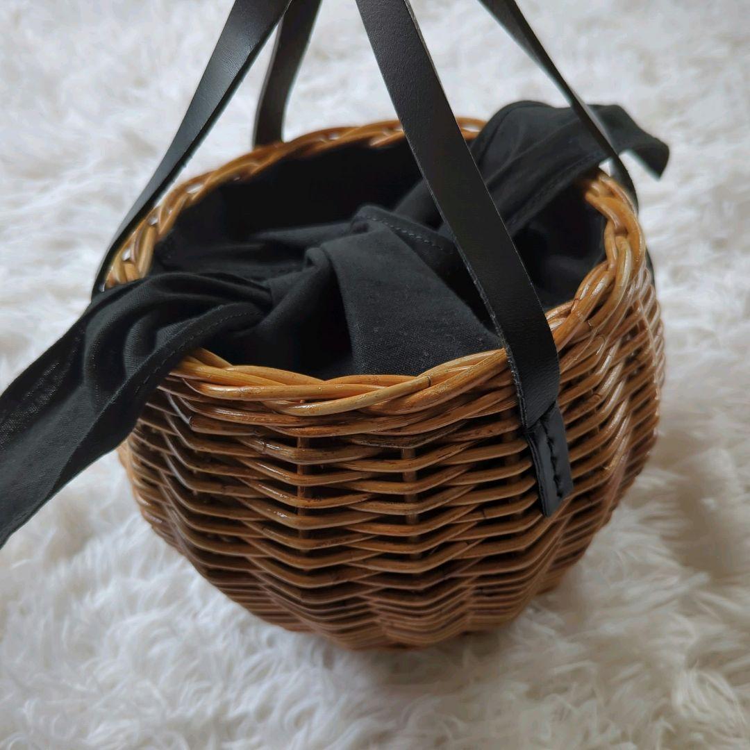 美品 バグマティ アラログ丸型バッグ カゴバッグ バスケット 本革使い