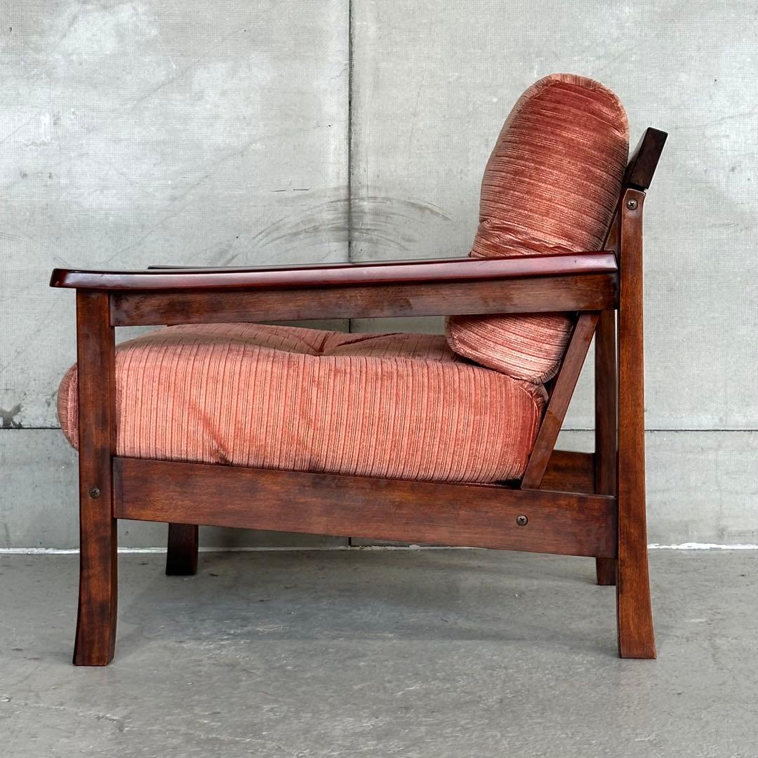 ★80s★ 昭和レトロ 森繁 MORISHIGE 1Pソファ｜無垢木枠 和モダン