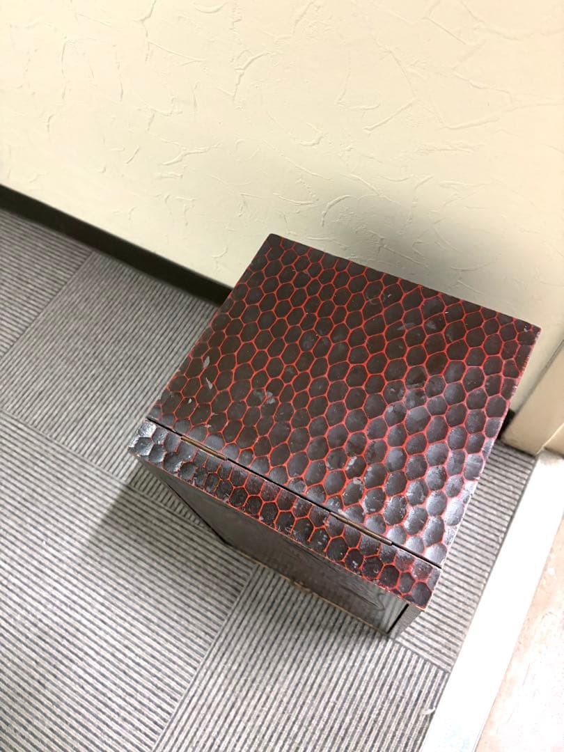 半額　銀座松屋　骨董　鎌倉彫　鏡台仕掛けの飾り棚　小箪笥アンティーク
