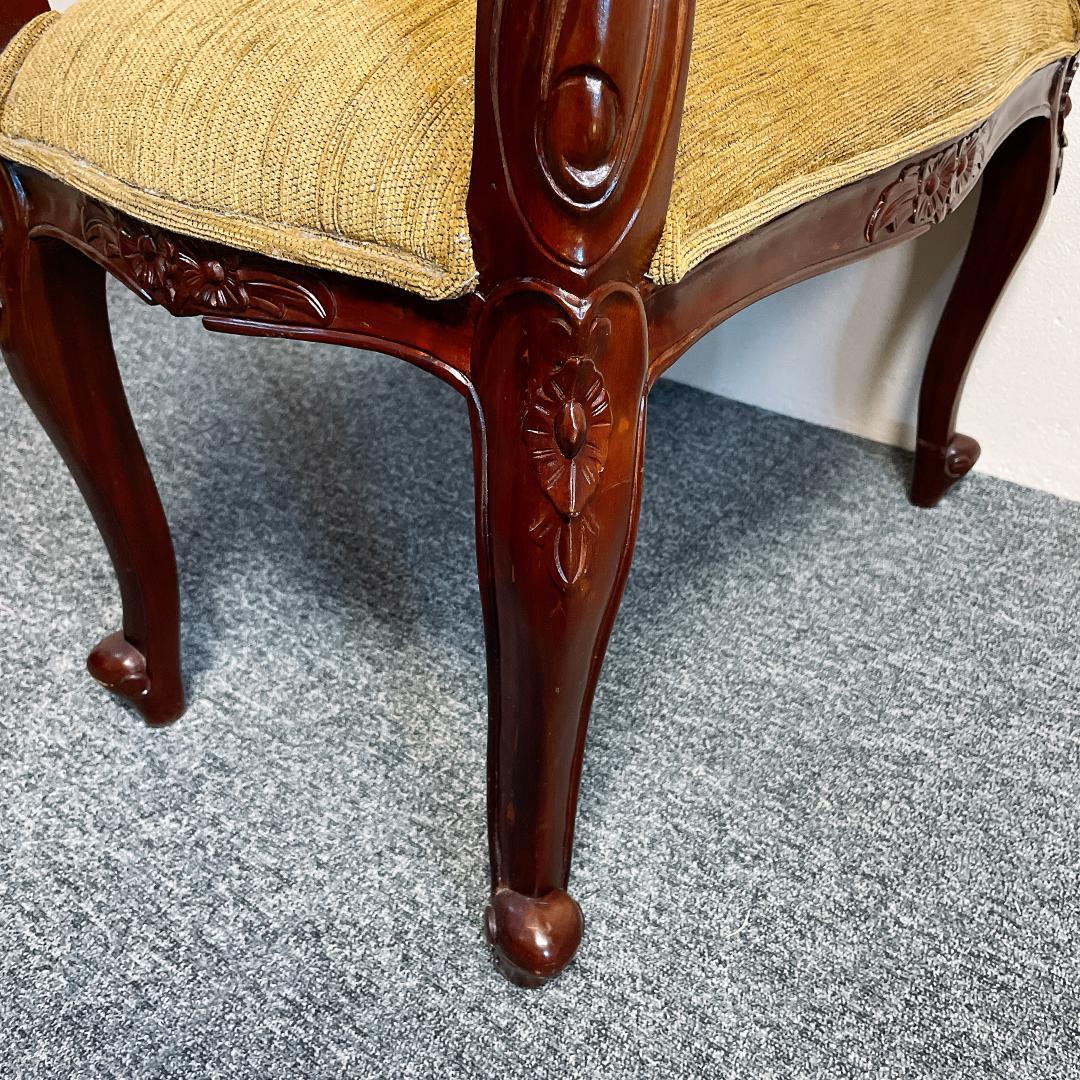 アンティーク調 彫刻 猫脚 ベンチ スツール クッション 椅子 ロココ調 豪華