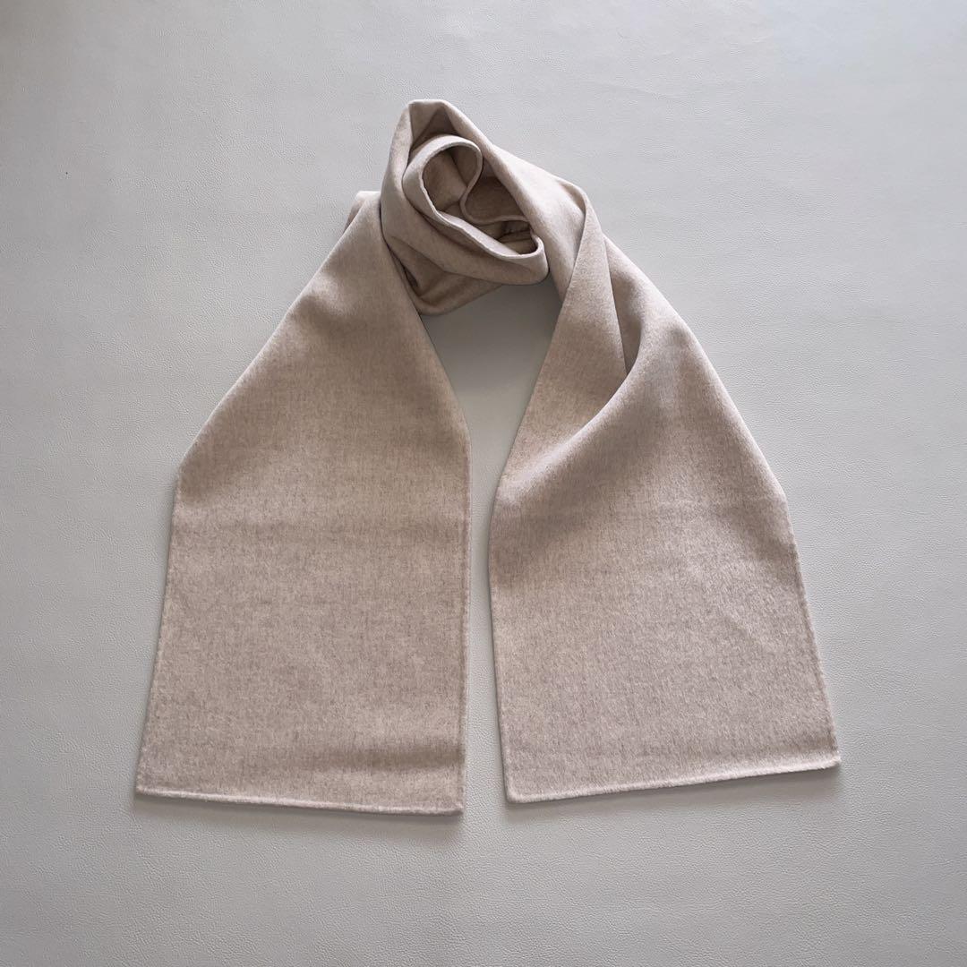 セオリーリュクス 38 カシミア混リバー仕立て　ノーカラー　マフラー付コート