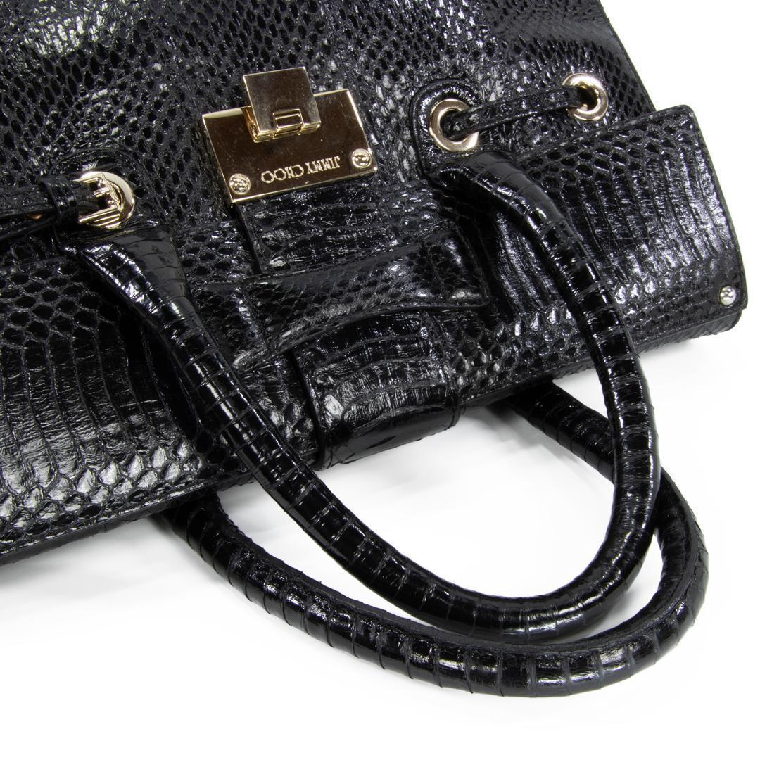 本物 ジミーチュウ 2WAYバッグ レディース パイソン ロザリー 黒 斜め掛け