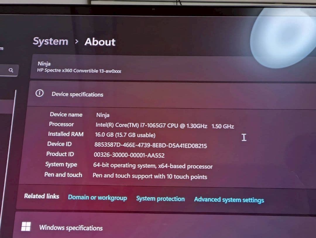 HP Spectre　x360−13−aw0023dx