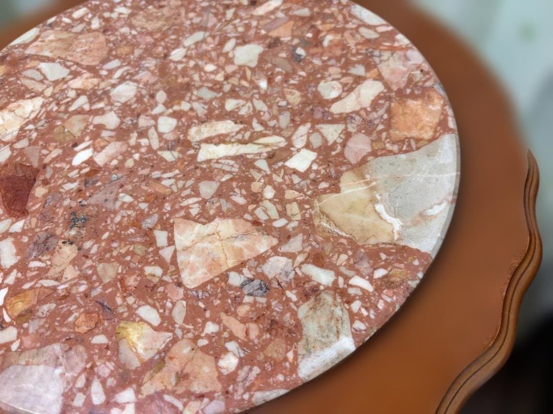 大理石 ヒビあり　サイドテーブル コンソールテーブル 花台 猫足　01b37