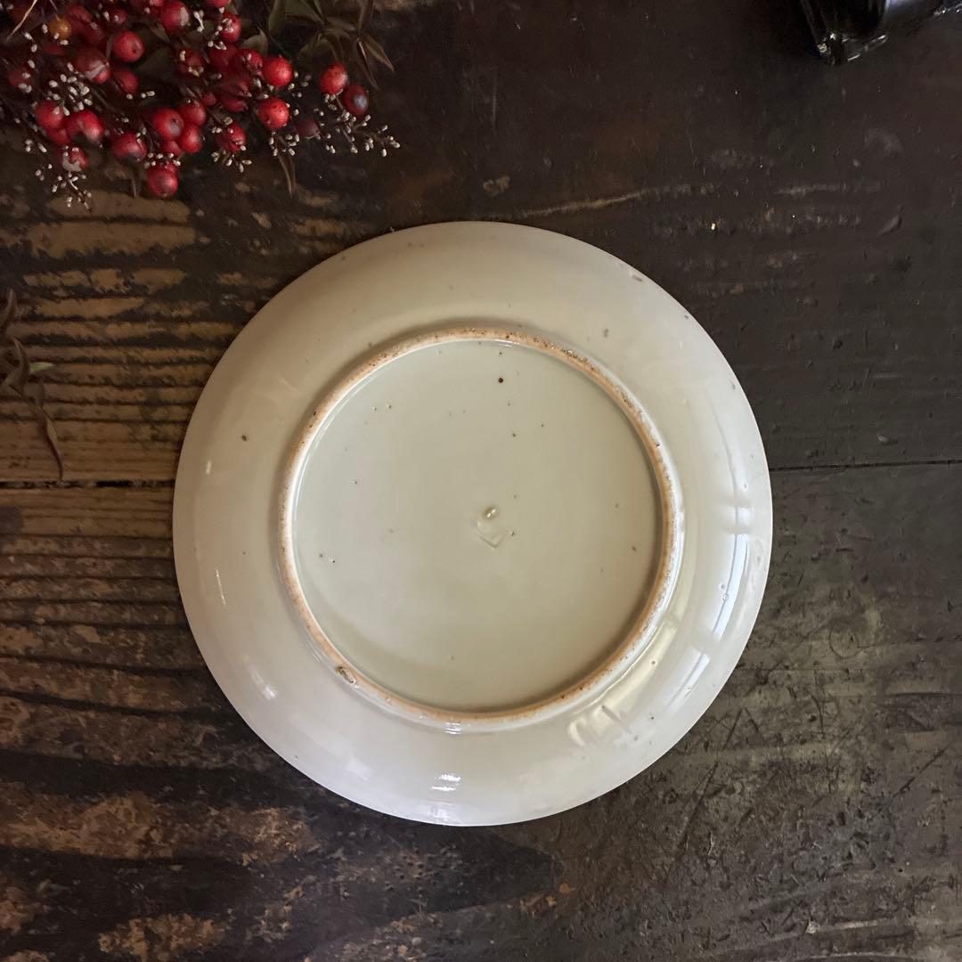 骨董　希少　印判手　吹き墨　月兎　跳ね兎　著書掲載酷似品　中皿２客　バラ売り不可