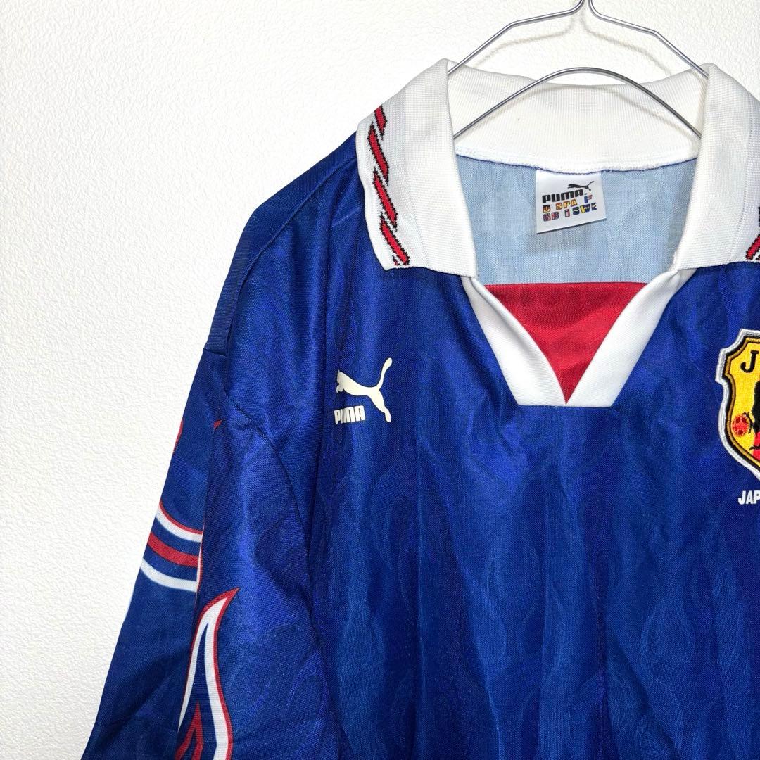 【希少】96年 PUMA社製 サッカー 日本代表 ユニフォーム Oサイズ 炎