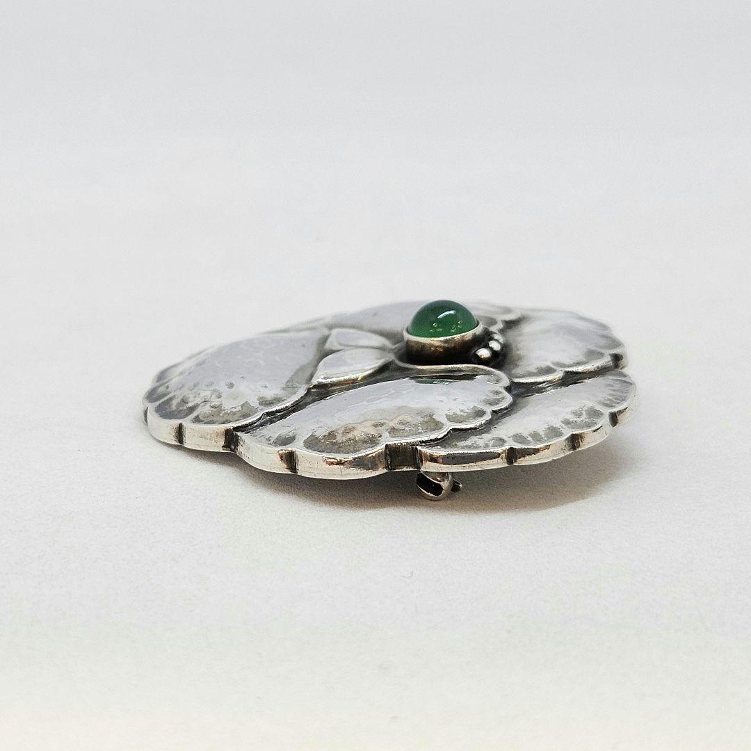 ジョージジェンセン ブローチ パンジー グリーンアゲイト ヴィオラ