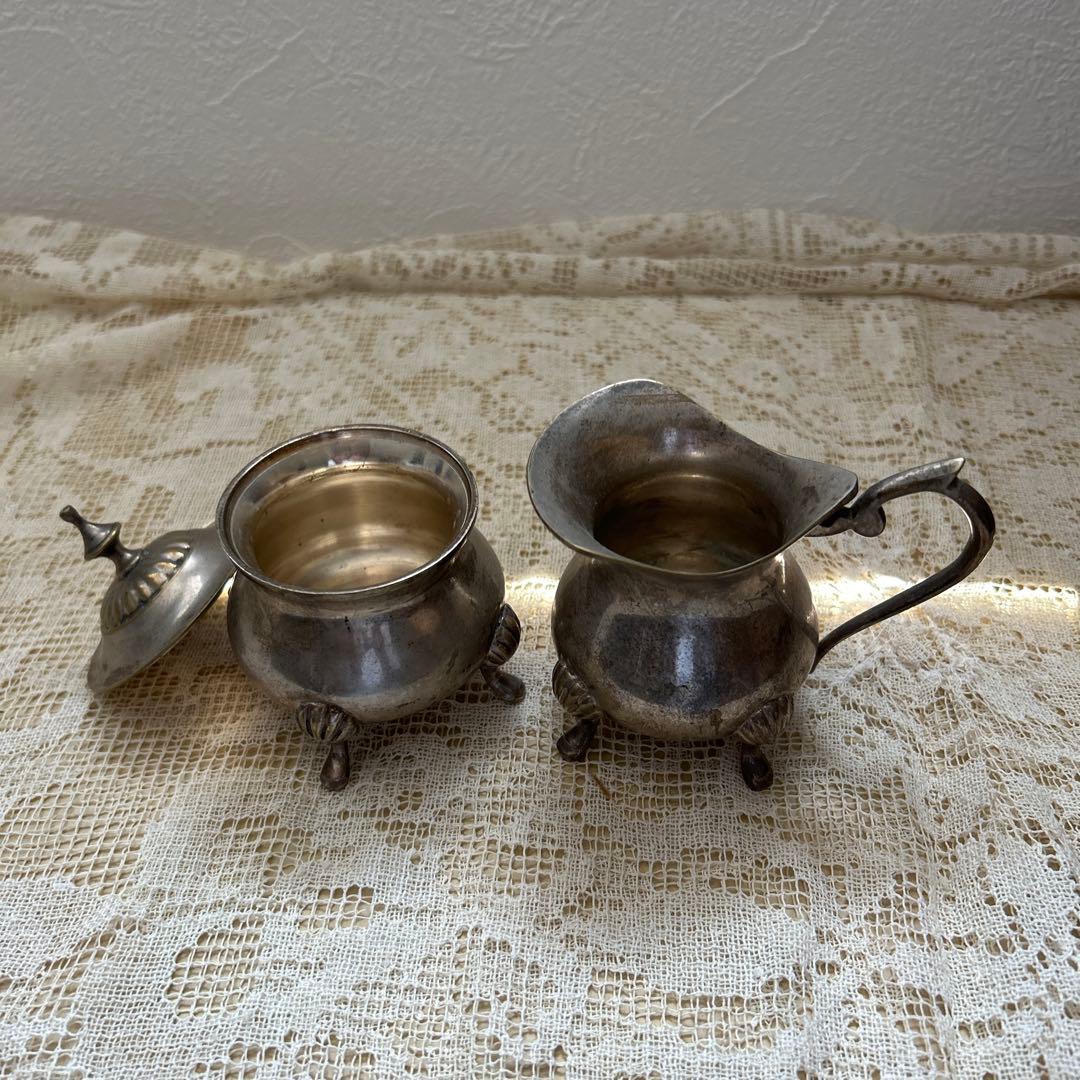 アンティーク・ヴィンテージ・4点・銀製ベルギー・コーヒー紅茶シュガー