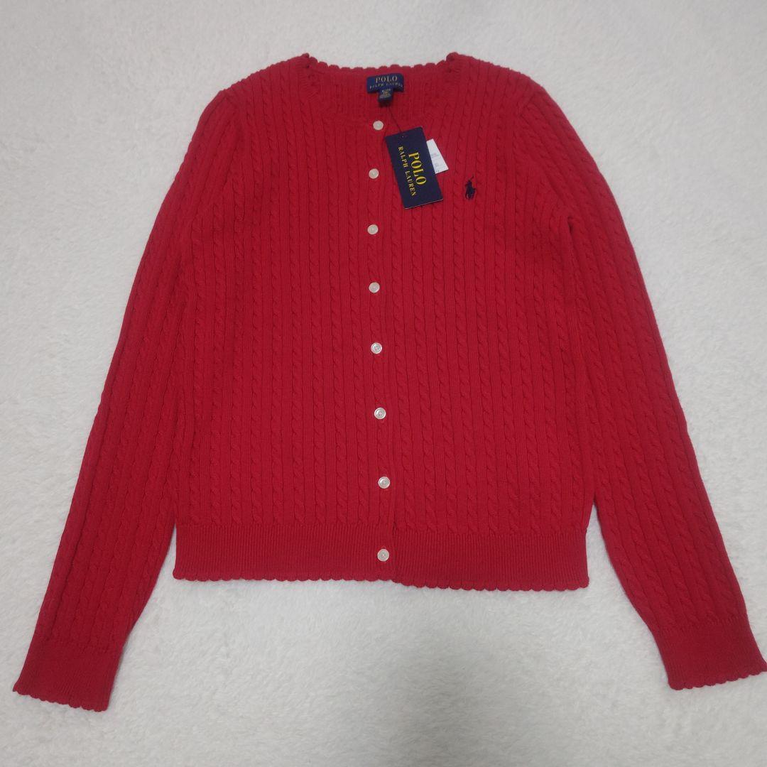 タグ付 未使用品POLO RALPH LAUREN カーディガン ケーブル 赤