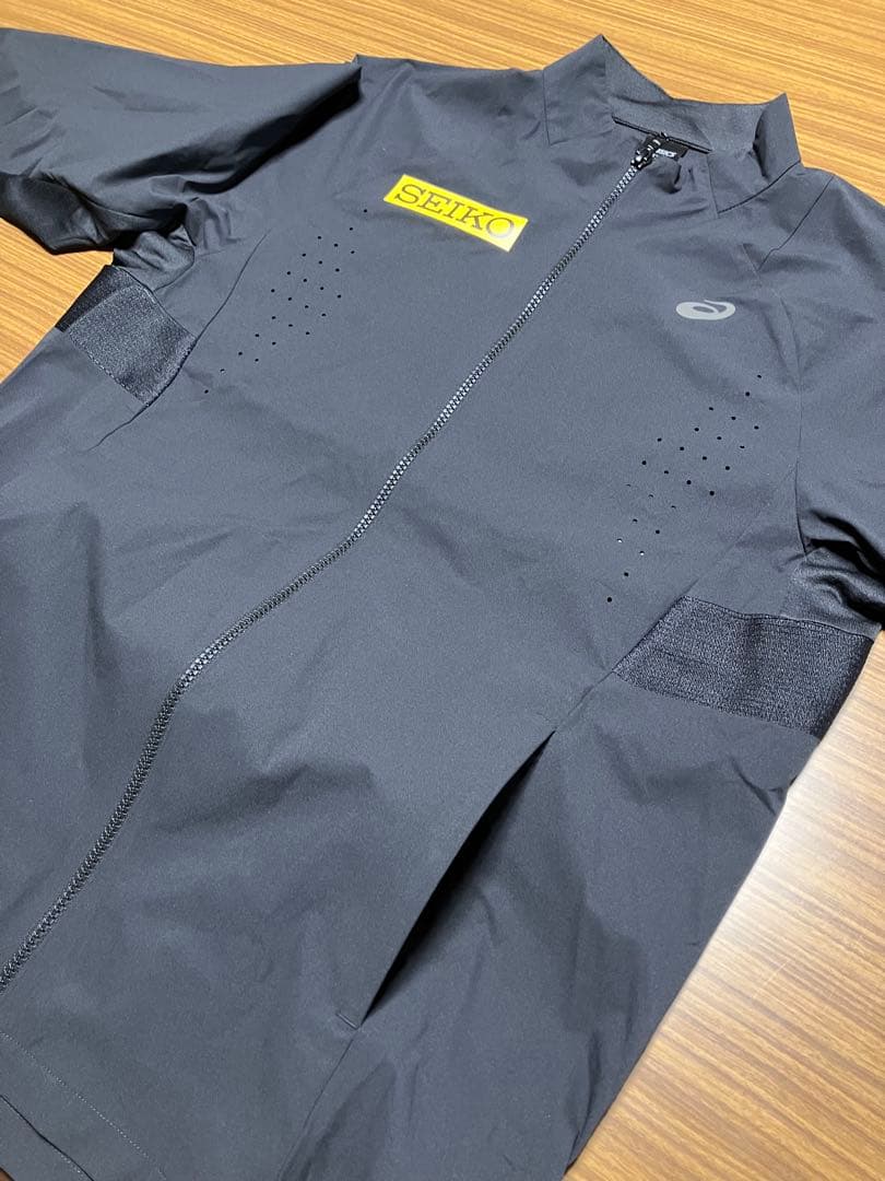 美品 アシックス ACTIBREEZEウーブンジャケット L 黒 SEIKOレア