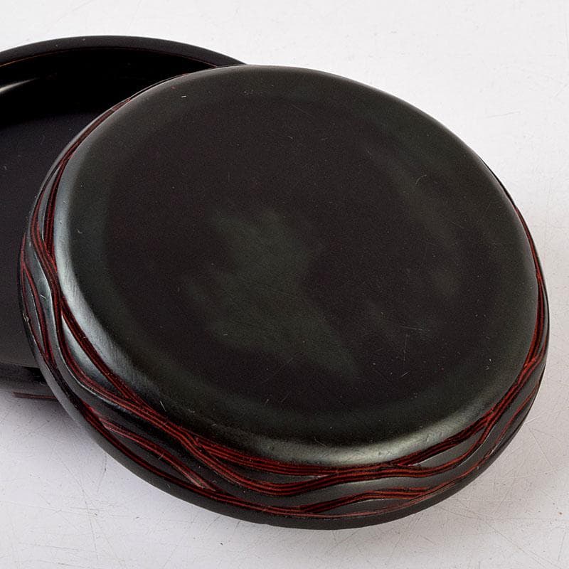 中国　堆黒　倶利香合　時代箱　V　8817