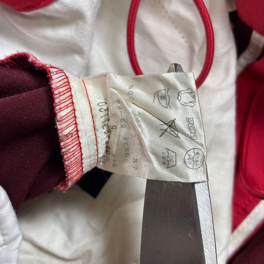 PEARLY GATES ロゴ刺繍 ゴルフパンツ 赤 5 裾ドローコード