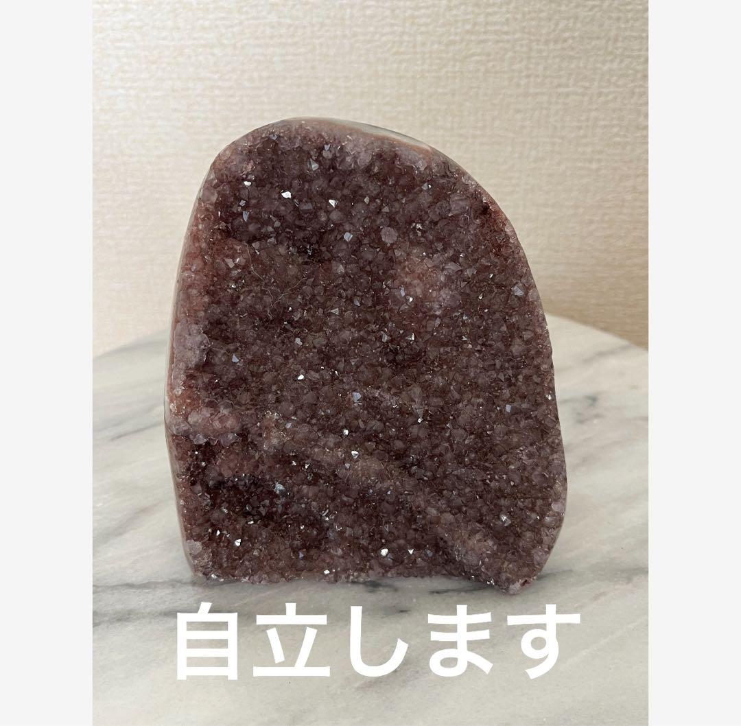 【天然石】⑤アメジストドーム　ジオード 原石 1kg以上 木製台座付き 紫水晶