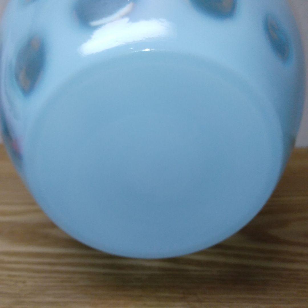 海外 アメリカ フェントン Fenton 花瓶 ブルー ガラス 水玉模様