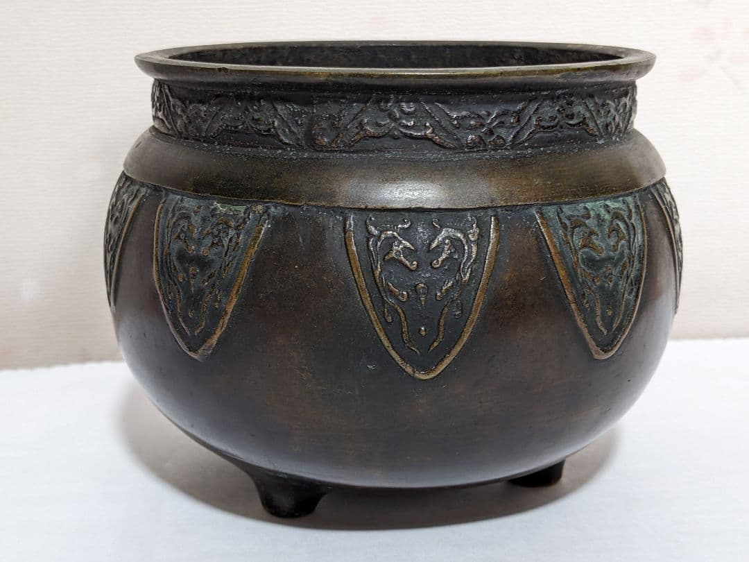 ♦江戸時代 三ツ足 香炉 火入 銅器 銅製 真鍮 コレクション骨董品アンティーク