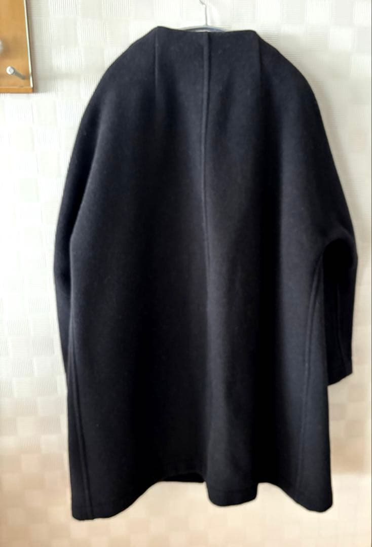 ロンドントラディション　ノーカラーウールコート　黒✖️チェック　再お値下げ