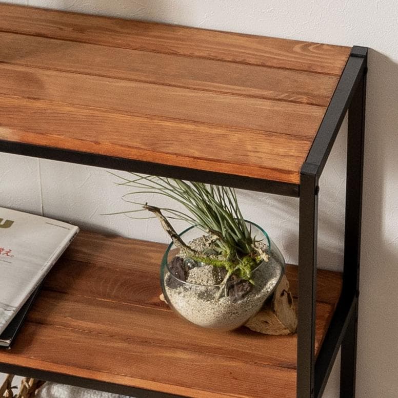 ウッド（天然木無垢材） × アイアン ラック 3段 オープンシェルフ 収納棚