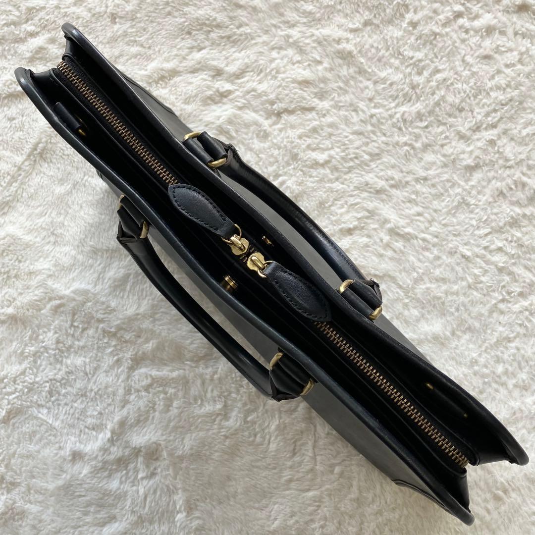 タケオキクチ 日本製 2way レザー ビジネスバッグ ブリーフケース ネイビー