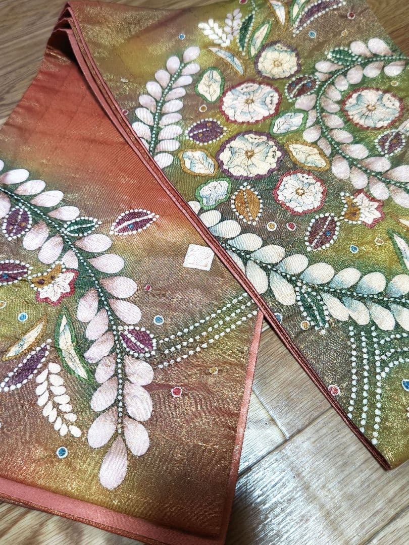 逸品 袋帯 辻ヶ花 金通 金彩 正絹 落款 帯 名品