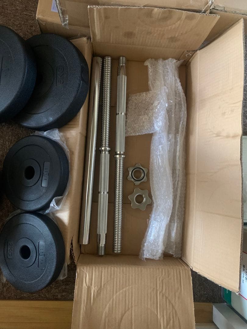 ★3分解式シャフト★LESIR 60kgバーベルベンチセット(2月6日購入)