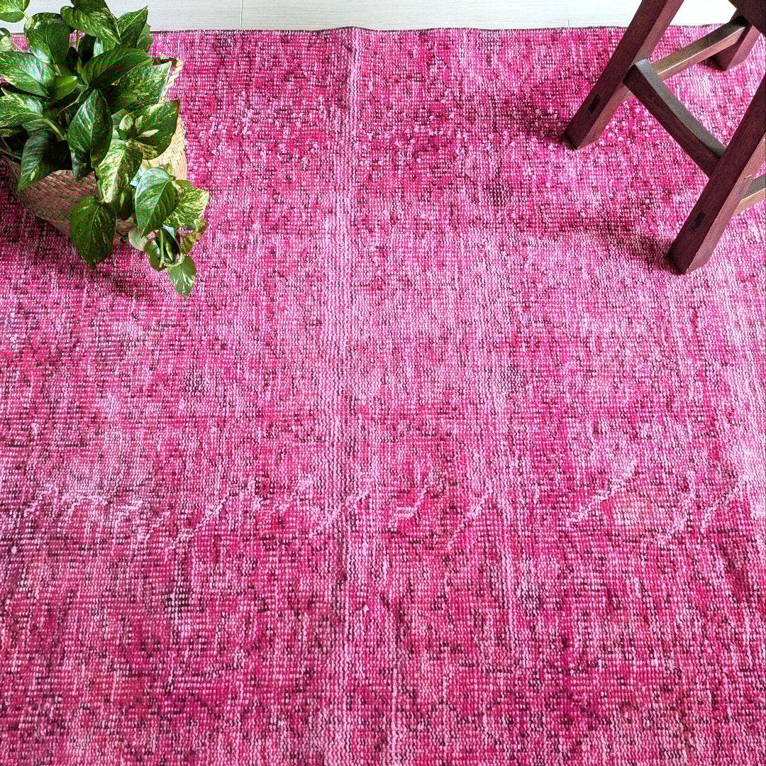 116×184 オーバーダイピンク　トルコヴィンテージラグ