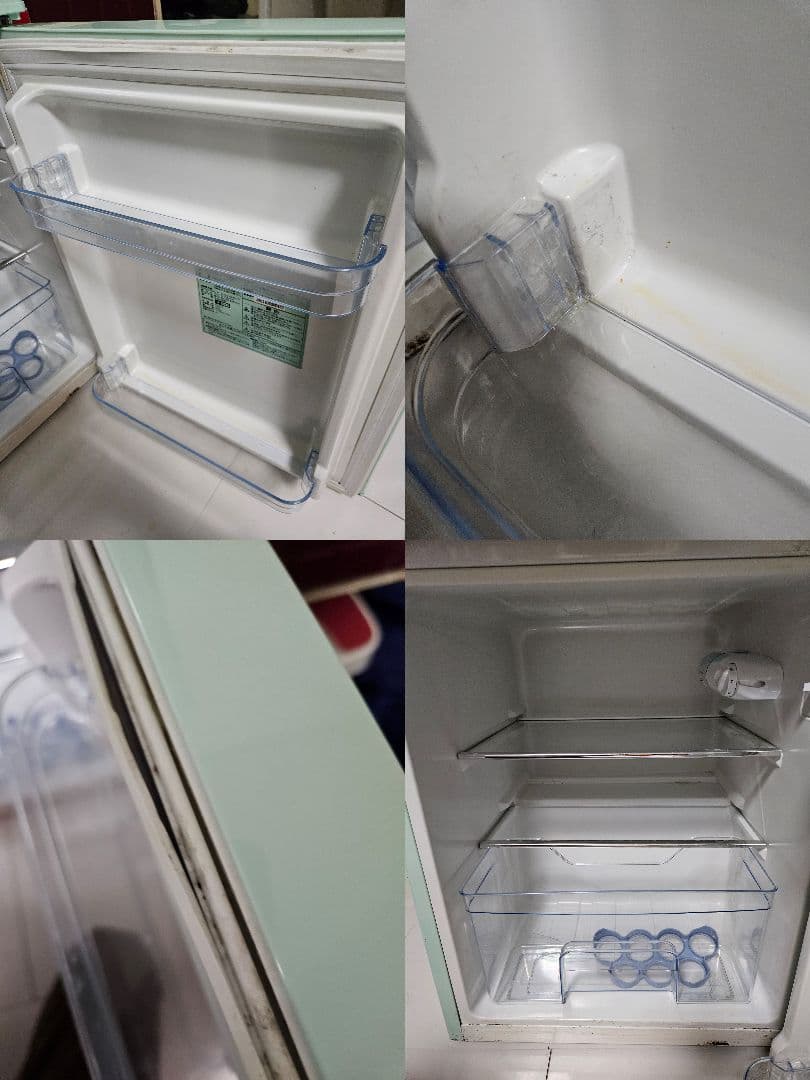 冷蔵庫　レトロ　grand line　電化製品　冷凍庫　２ドア　ライムグリーン