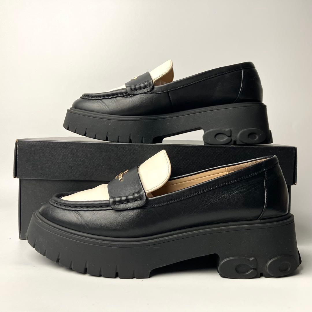 【美品】COACH ルーシー　厚底　レザーローファー　チャンキーヒール　23.5