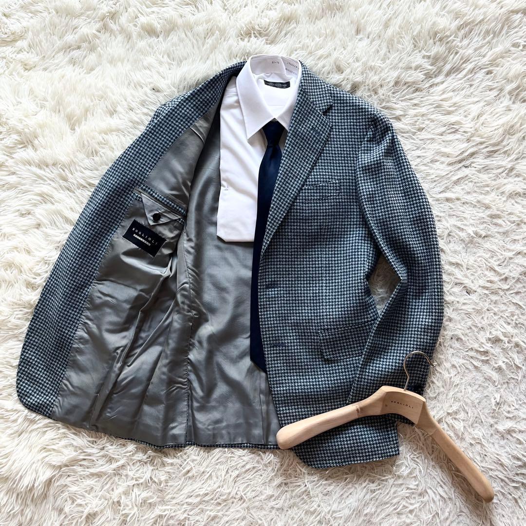 <美品>BOGLIOLI ネイビー カシミヤ ウール ジャケット サイズ46