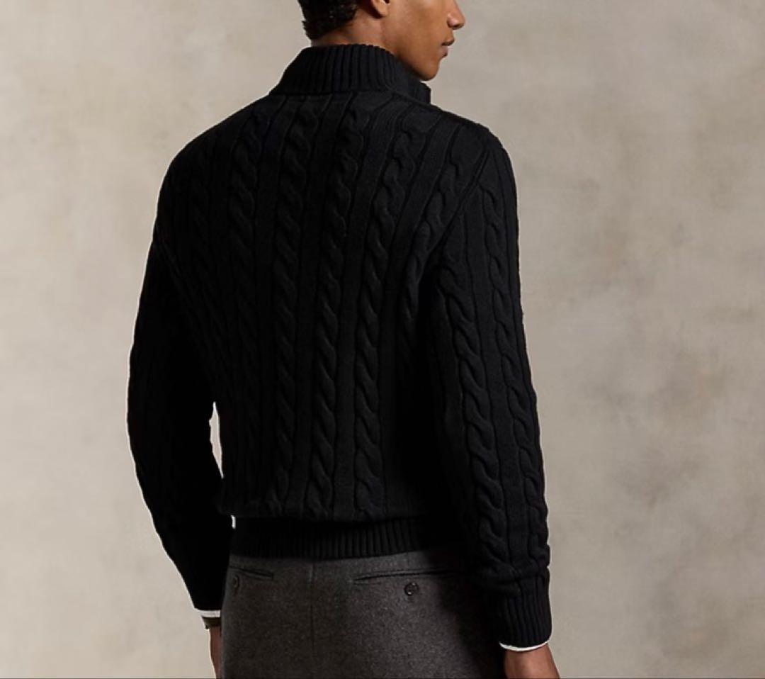 POLO RALPH LAUREN ケーブルニット ハーフジップ メンズ L 黒