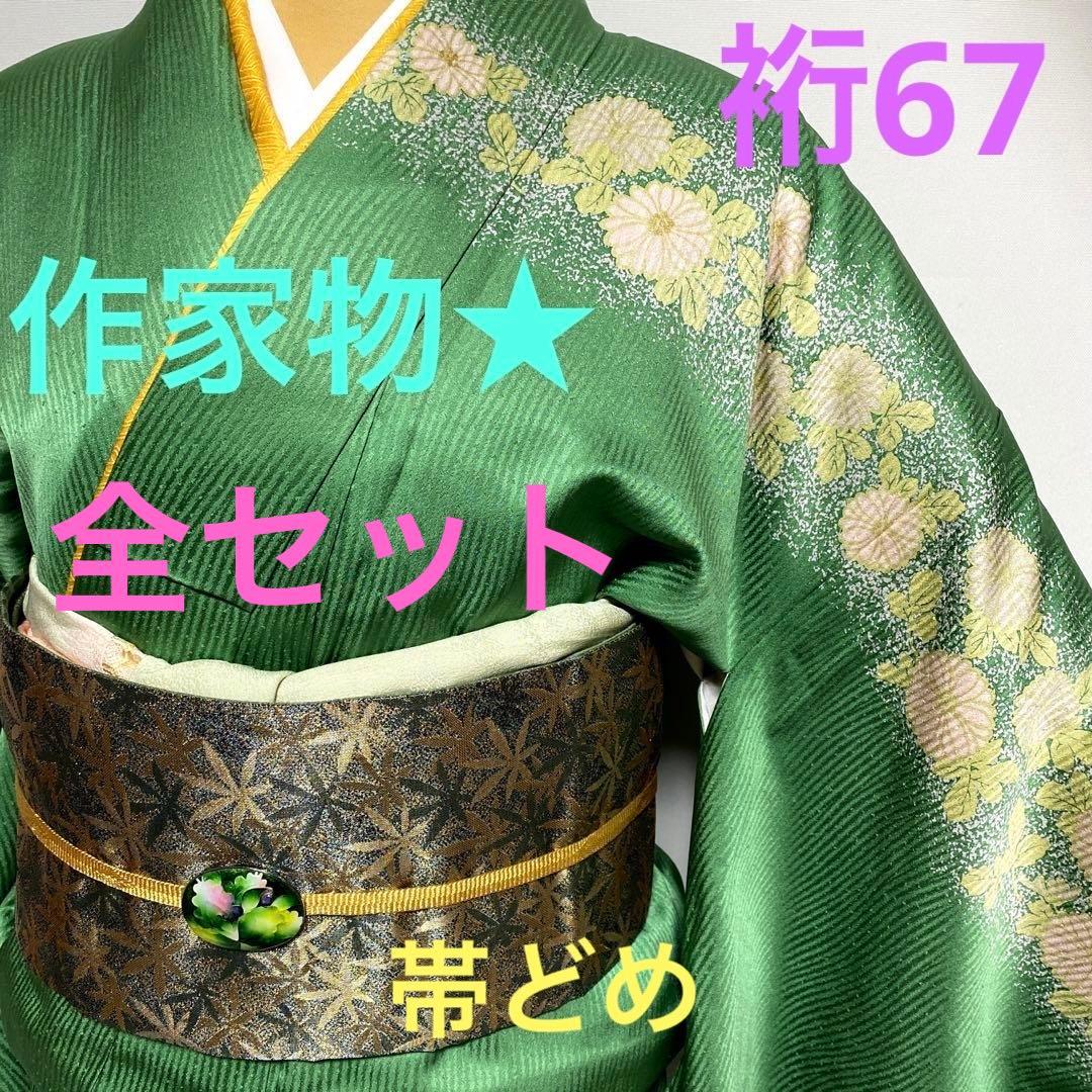 2228★作家物　訪問着★帯どめ付き全セット★裄67★美品セット★