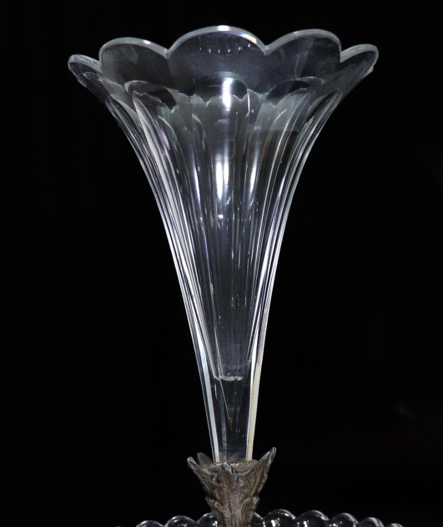 オールド・バカラ 博物館級 大型センターピース花瓶&コンポート30cm 台座付き